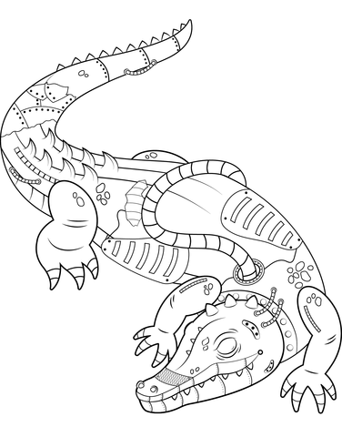 Steampunk Alligator Coloring Page